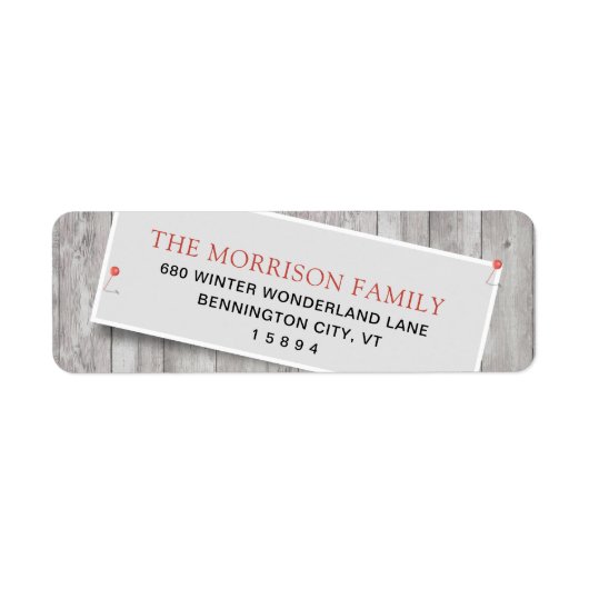 Rustic Pinned Return-adres Etiket (Voorkant)