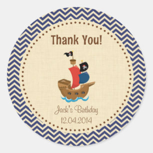 Rustic Pirate Ship Birthday Dank je wel! Ronde Sticker