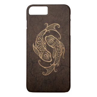 Rustic Pisces Zodiac Sign on Stone Effect iPhone 8/7 Plus Hoesje