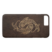Rustic Pisces Zodiac Sign on Stone Effect Case-Mate iPhone Case (Achterkant (Horizontaal))