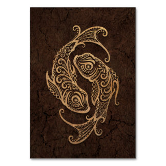 Rustic Pisces Zodiac Sign on Stone Effect Kaart