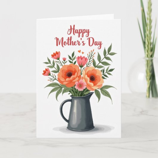 Rustic Pitcher Mothers Day Card Kaart (Voorkant)