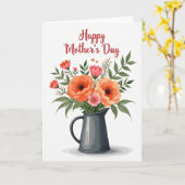 Rustic Pitcher Mothers Day Card Kaart (Gele Bloem)