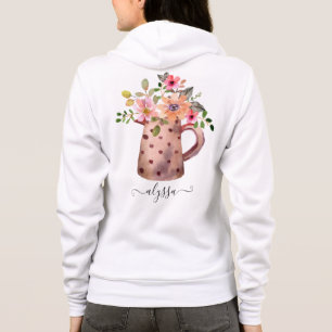 Rustic Pitcher Peach & Mauve Waterverf Floral Hoodie
