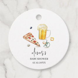 Rustic Pizza Beers Pacifier Baby shower Bedankjes Labels