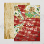 Rustic Pizza Slices Mushroom Birthday Party Kaart (Voorkant / Achterkant)