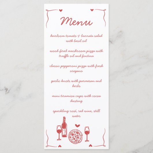 Rustic Pizza & Wine Bridal Shower Flat Menu (Voorkant)