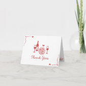 Rustic Pizza & Wine Bruiloftsfeest Bedankkaart (Voorkant)