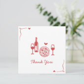 Rustic Pizza & Wine Bruiloftsfeest Bedankkaart (Staand voorkant)