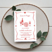 Rustic Pizza & Wine Vrijgezellenfeest Uitnodigen Kaart