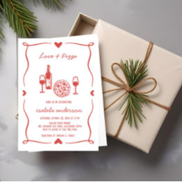 Rustic Pizza & Wine Vrijgezellenfeest Uitnodigen Kaart