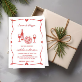 Rustic Pizza & Wine Vrijgezellenfeest Uitnodigen Kaart