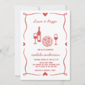 Rustic Pizza & Wine Vrijgezellenfeest Uitnodigen Kaart (Voorkant)