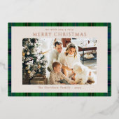 Rustic Plaid 1 Foto Custom Tartan Kerstmis Folie Feestdagenkaart (Voorkant)