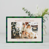 Rustic Plaid 1 Foto Custom Tartan Kerstmis Folie Feestdagenkaart (Staand Voorkant)