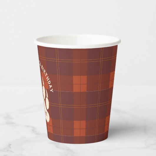 Rustic Plaid Beer Paw Wild Birthday Party Papieren Bekers (Links)