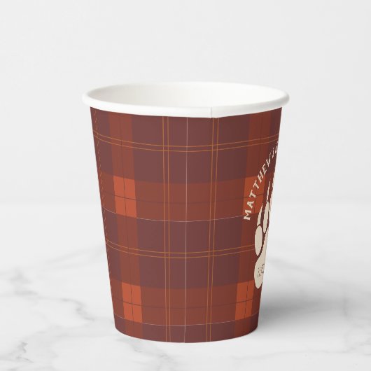 Rustic Plaid Beer Paw Wild Birthday Party Papieren Bekers (Rechts)