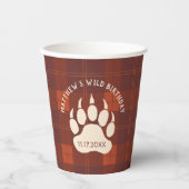 Rustic Plaid Beer Paw Wild Birthday Party Papieren Bekers (Voorkant)