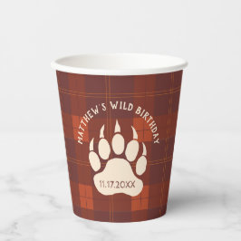 Rustic Plaid Beer Paw Wild Birthday Party Papieren Bekers