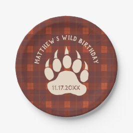 Rustic Plaid Beer Paw Wild Birthday Party Papieren Bordje