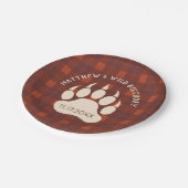 Rustic Plaid Beer Paw Wild Birthday Party Papieren Bordje (Gekanteld)