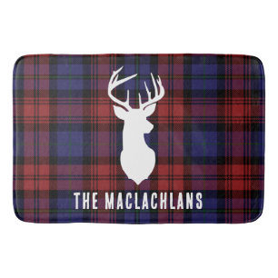 Rustic Plaid Bourgogne Paarse familienaam Tartan Badmat