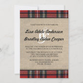 Rustic Plaid Burlap Country Wedding Invitation Kaart (Voorkant)