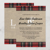 Rustic Plaid Burlap Country Wedding Invitation Kaart (Voorkant / Achterkant)
