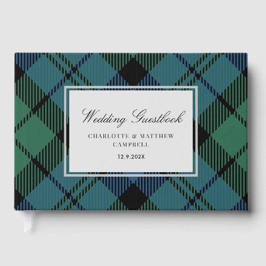 Rustic Plaid Campbell Custom Wedding Tartan Gastenboek (Voorkant)