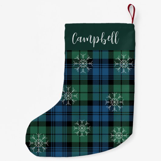 Rustic Plaid Campbell Tartan Green Farmhouse Kleine Kerstsok (Achterkant)