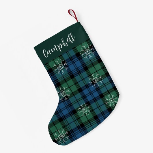 Rustic Plaid Campbell Tartan Green Farmhouse Kleine Kerstsok (Achterkant (Hangend))