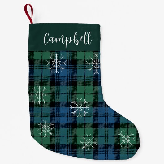 Rustic Plaid Campbell Tartan Green Farmhouse Kleine Kerstsok (Voorkant)