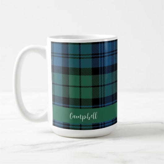 Rustic Plaid Campbell Tartan Script Custom Koffiemok (Links)