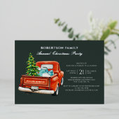 Rustic Plaid Christmas Feestdagen Party Zilver Folie Uitnodiging (Staand Voorkant)