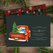 Rustic Plaid Christmas Feestdagen Party Zilver Folie Uitnodiging