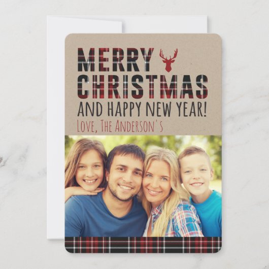 Rustic Plaid Christmas Kaart (Voorkant)