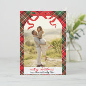 Rustic Plaid Christmas Photo Card Kaart (Staand voorkant)