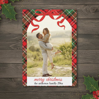 Rustic Plaid Christmas Photo Card Kaart