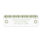 Rustic Plaid Christmas Wreath Retouradres Label (Voorkant)