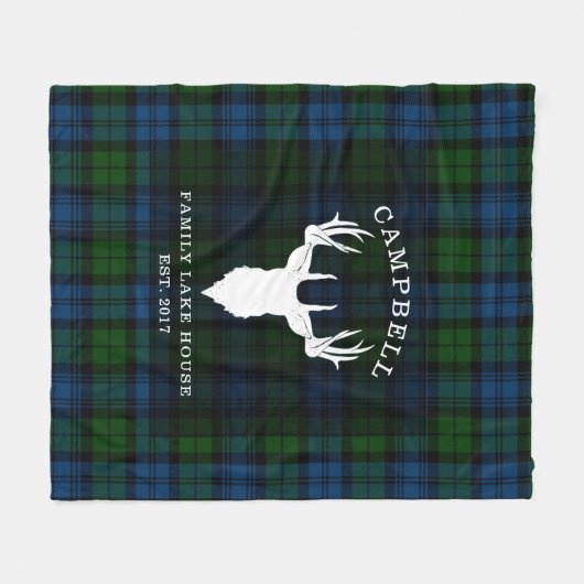 Rustic Plaid Clan Campbell Military Tartan Fleece Deken (Voorkant (Horizontaal))