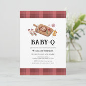 Rustic Plaid Country Baby Q Baby shower Kaart (Staand voorkant)