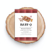 Rustic Plaid Country Baby Q Baby shower Kaart