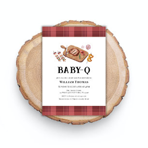 Rustic Plaid Country Baby Q Baby shower Kaart
