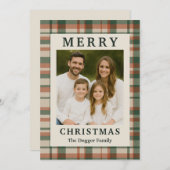 Rustic Plaid Custom Christmas Photo Card Feestdagenkaart (Voorkant / Achterkant)