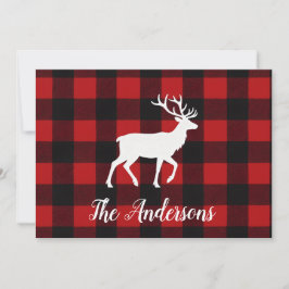 Rustic Plaid Deer Personalized Holiday Card Feestdagenkaart
