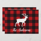 Rustic Plaid Deer Personalized Holiday Card Feestdagenkaart (Voorkant / Achterkant)