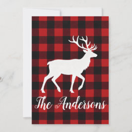 Rustic Plaid Deer Personalized Holiday Card Feestdagenkaart