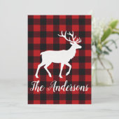 Rustic Plaid Deer Personalized Holiday Card Feestdagenkaart (Staand voorkant)