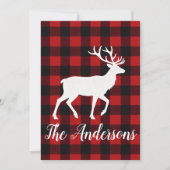 Rustic Plaid Deer Personalized Holiday Card Feestdagenkaart (Voorkant)