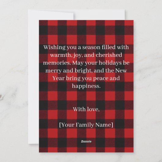 Rustic Plaid Deer Personalized Holiday Card Feestdagenkaart (Achterkant)